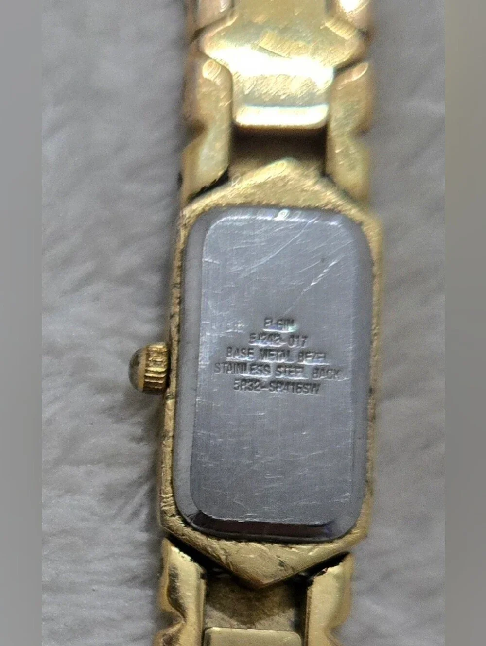 Vintage Women's Gold-Tone Watch with Diamond Accents Elgin